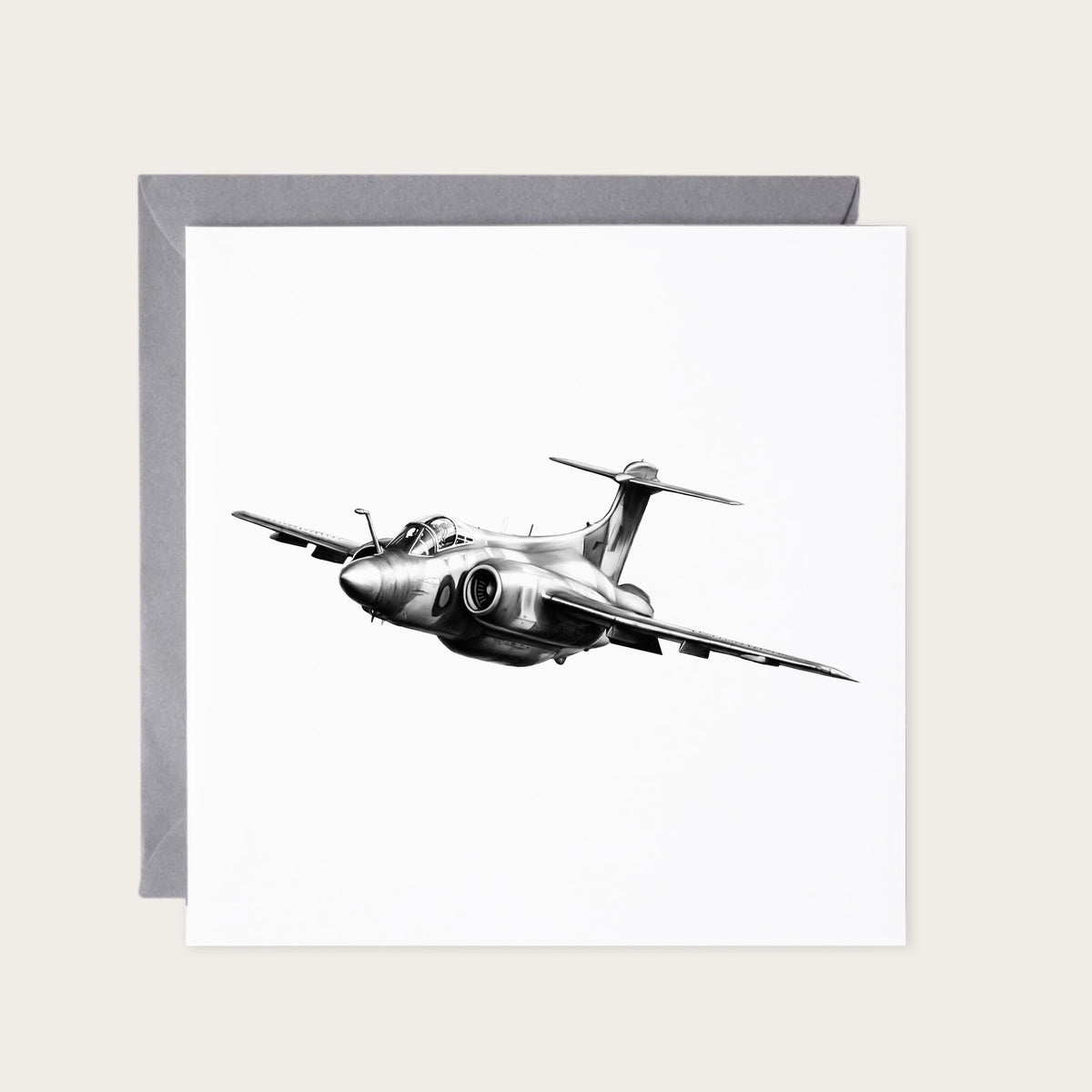 Blackburn Buccaneer Hand-Drawn Greeting Card — card with grey envelope