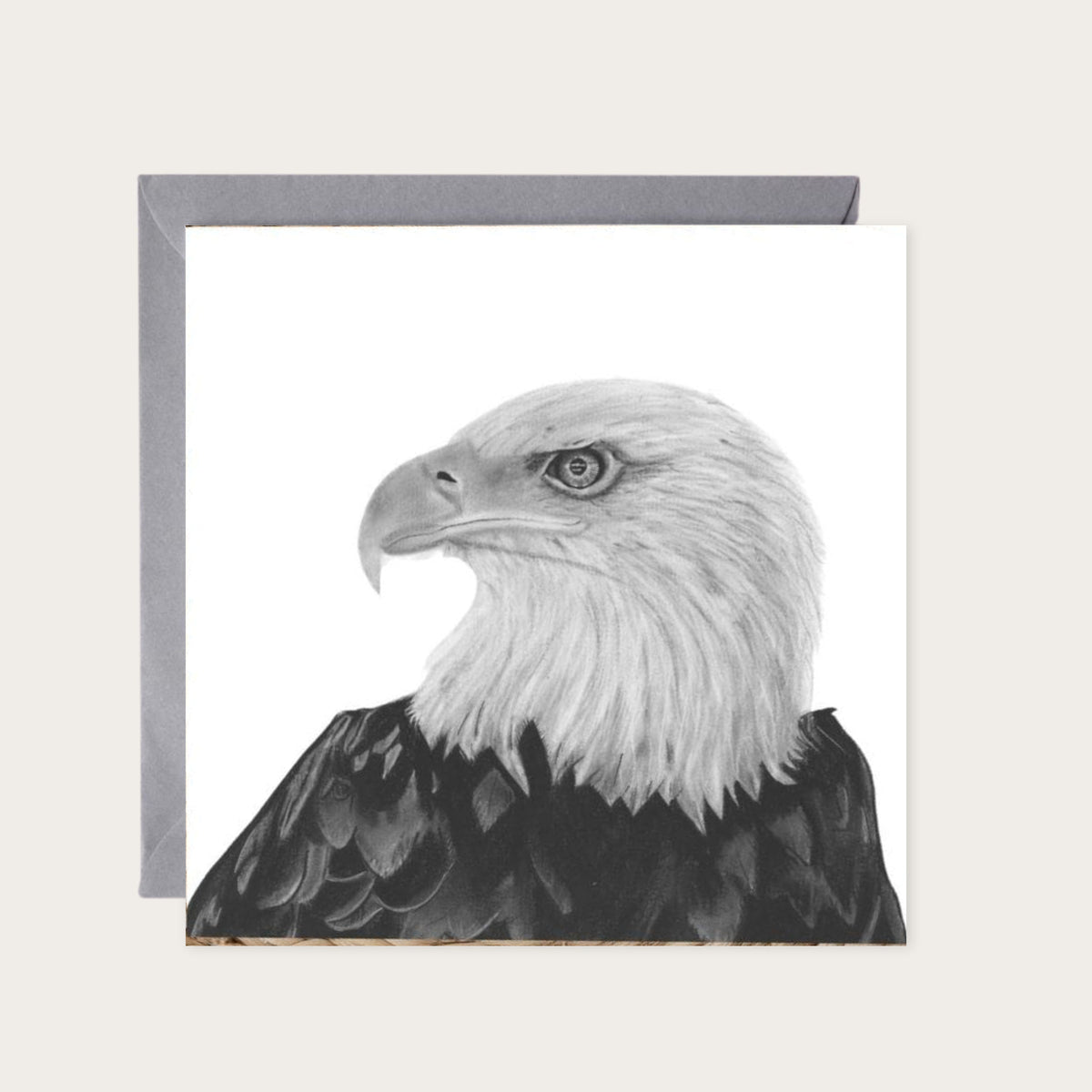 Arrakis the Bald EagleGreeting Card – Majestic Bird of Prey Art Card — card with grey envelope