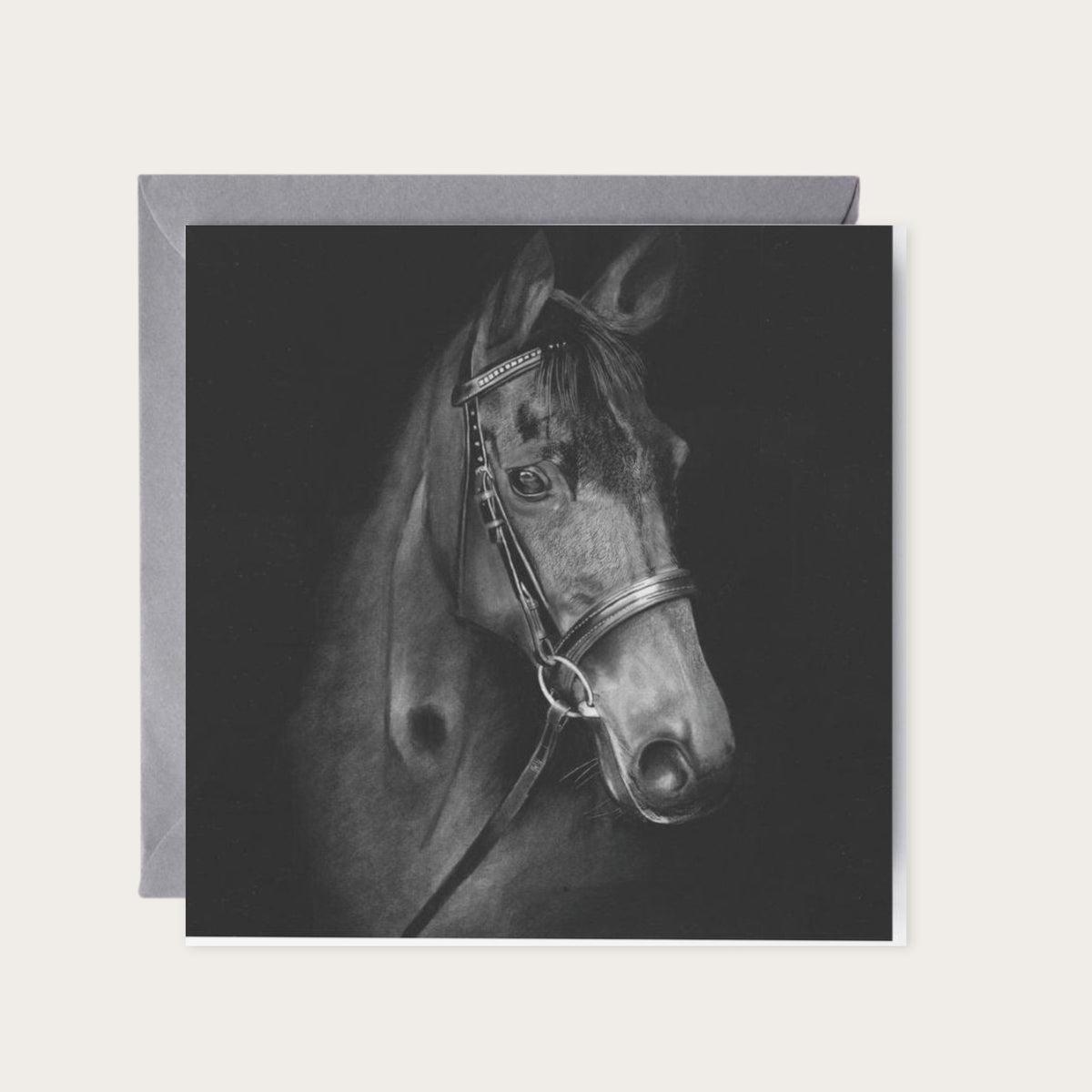 Narla the Horse Greeting Card — card with grey envelope