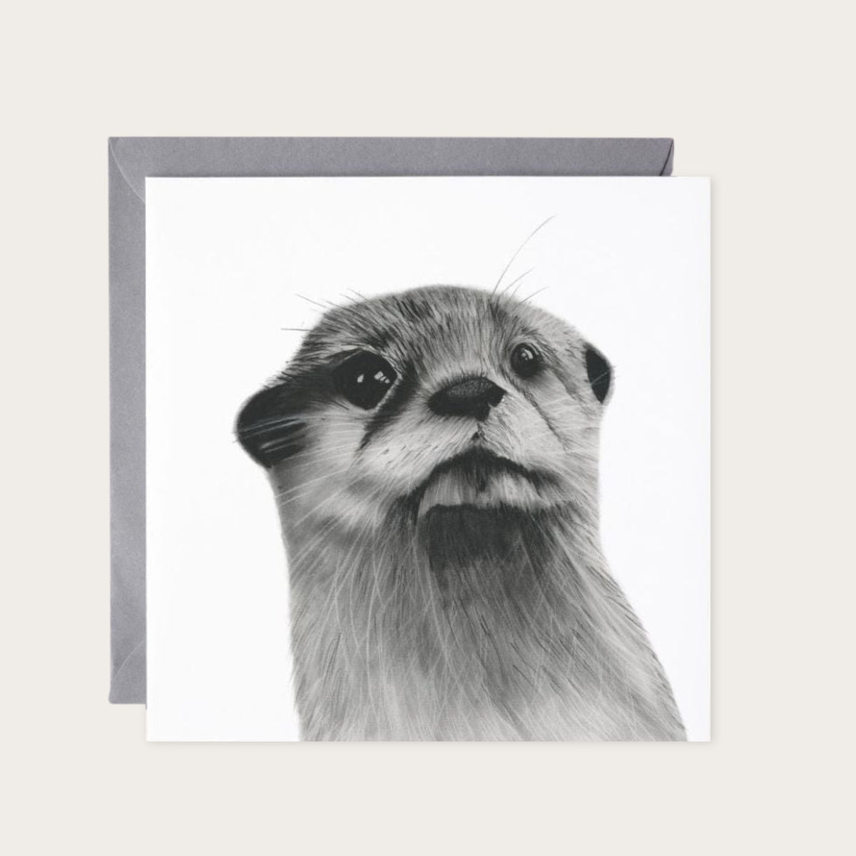 Buna the Otter Hand Drawn Greeting Card — card with grey envelope