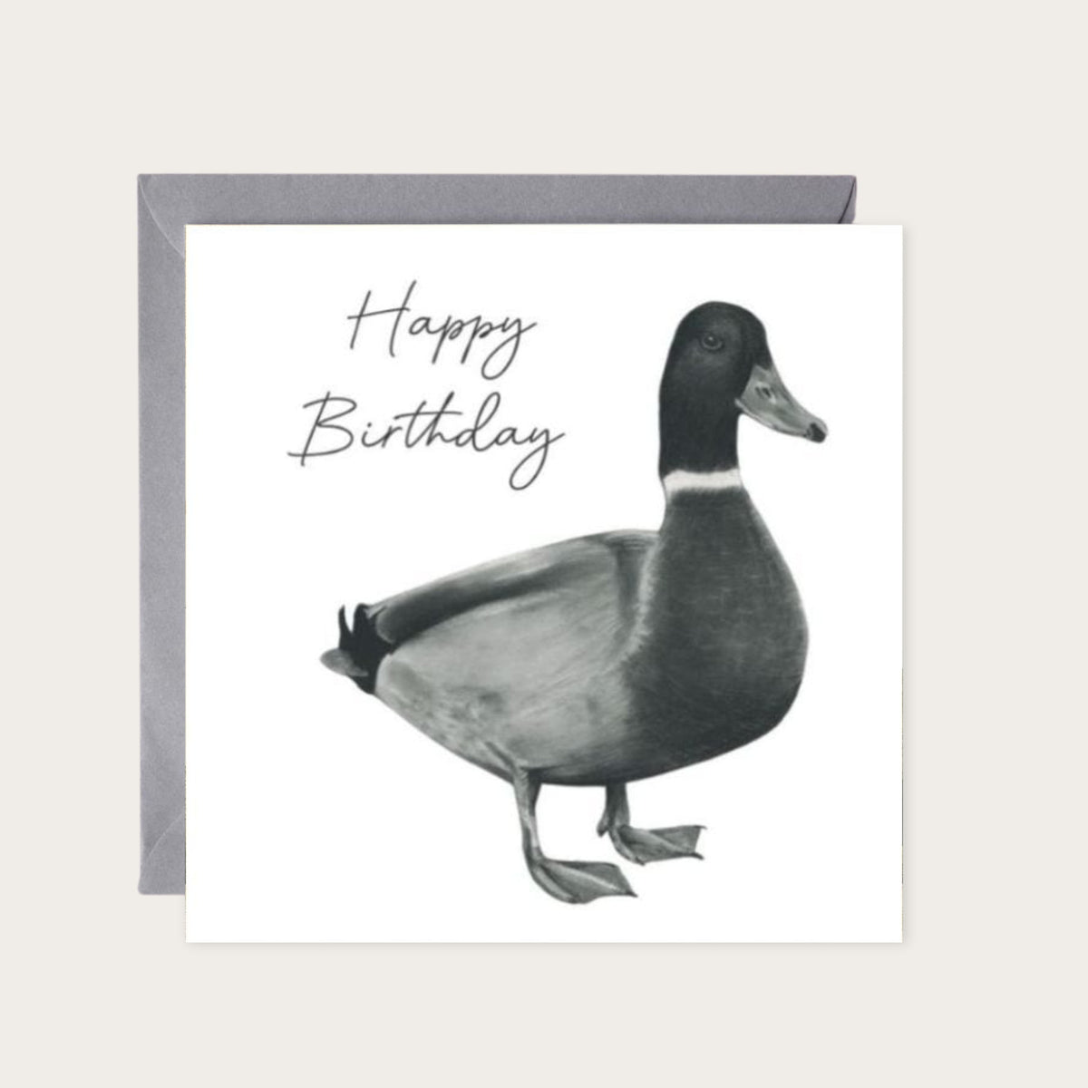 Happy Birthday Rana Duck Card — card with grey envelope