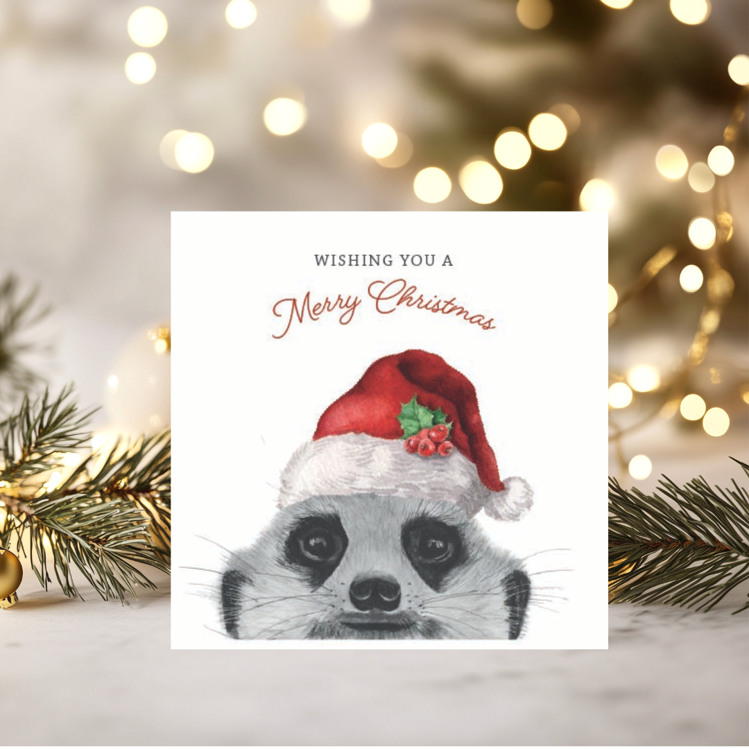 Merry Christmas Peeking Meerkat Christmas Card
