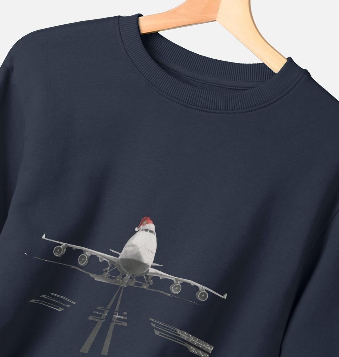 Men's Crew Neck Festive 747 Aircraft Sweater Certified Organic Cotton