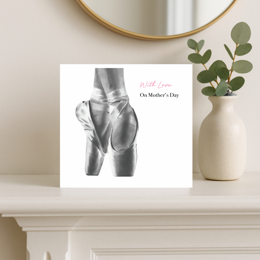 Mother’s Day Ballet Shoes Hand-Drawn Greeting Card | Graceful & Sentimental Art