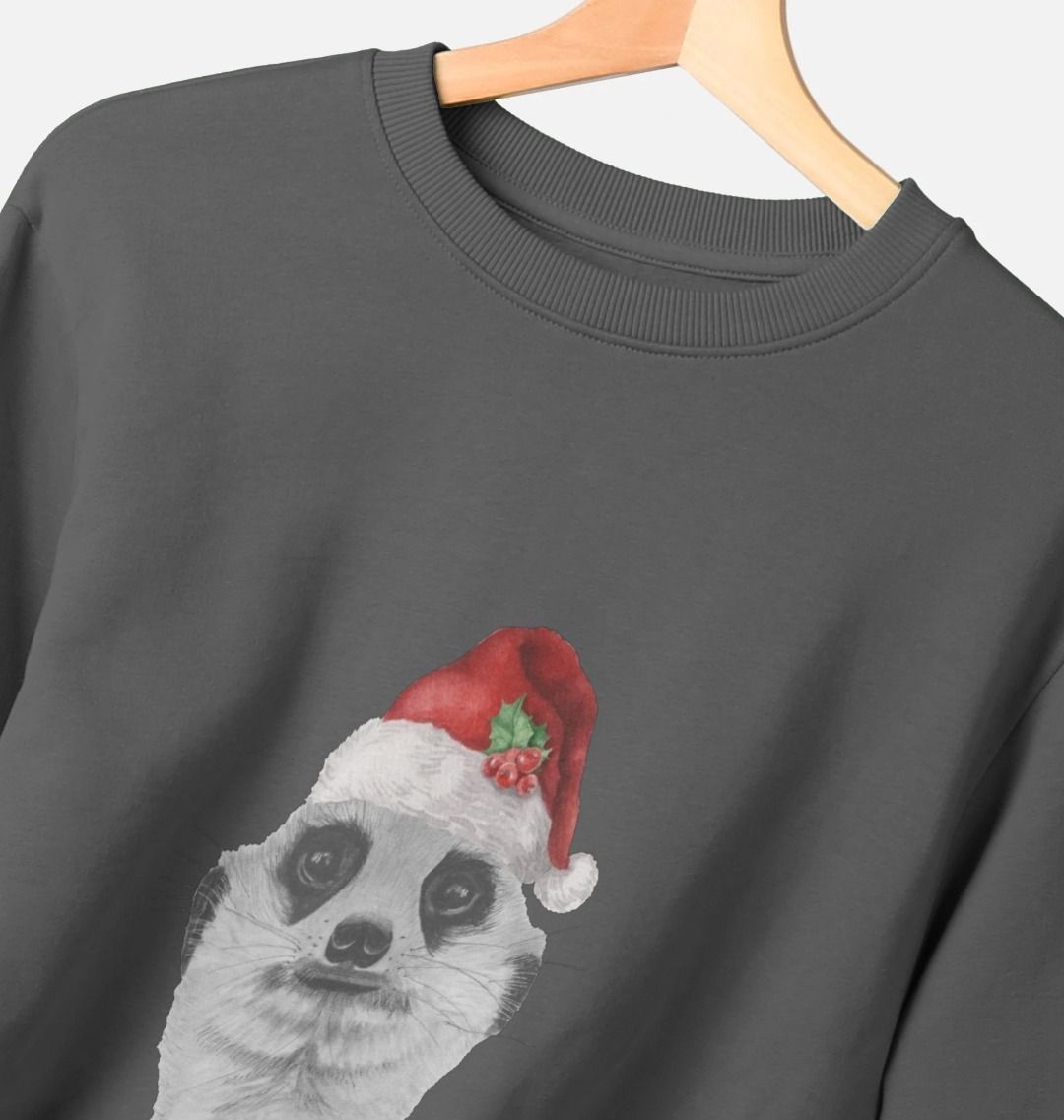 Men's Festive Meerkat Crew Neck Sweater Certified Organic Cotton