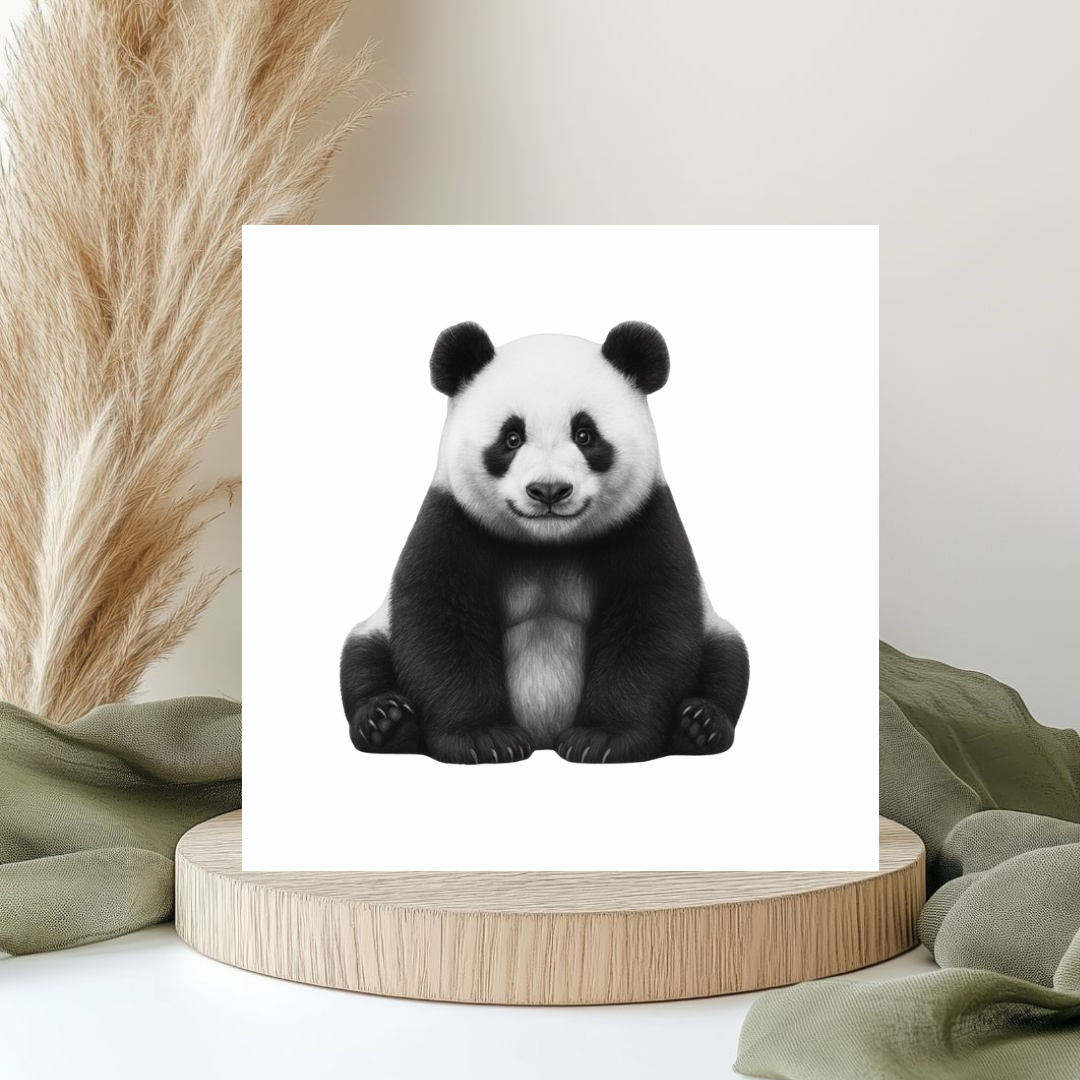 Panda – Hand-Drawn Greeting Card | Cute & Whimsical Animal Art