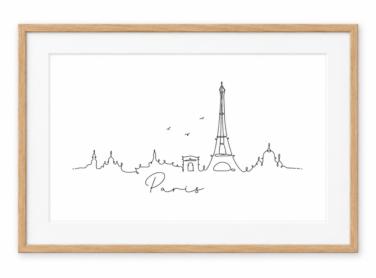 Paris Skyline Print – Oak frame with white mount