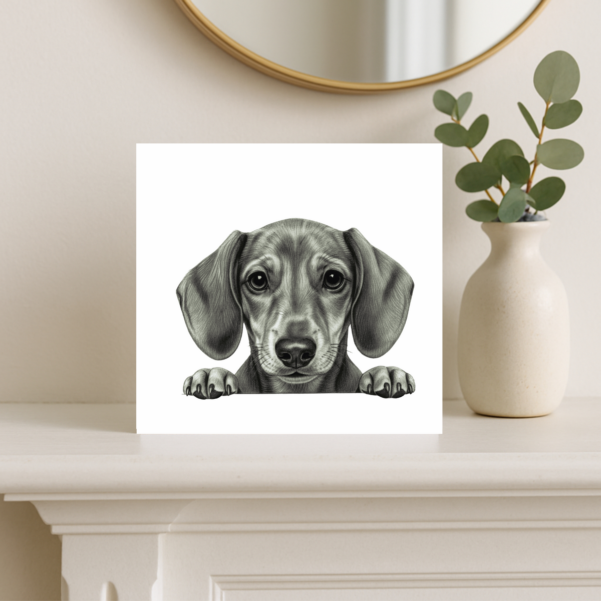 Peeking Dachshund Greeting Card