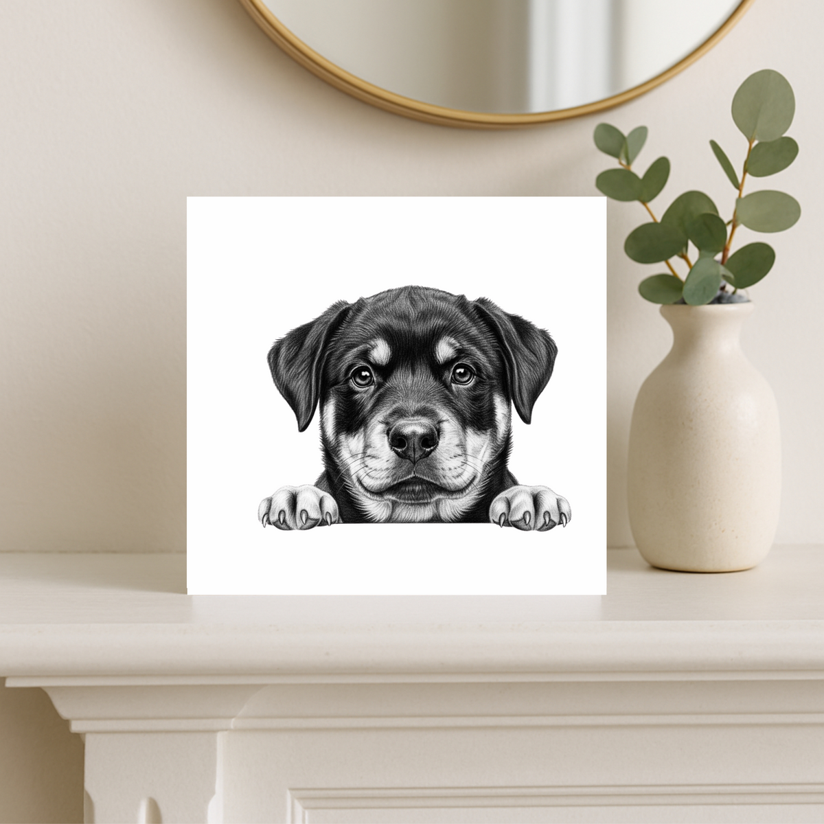 Peeking Rottweiler Greeting Card