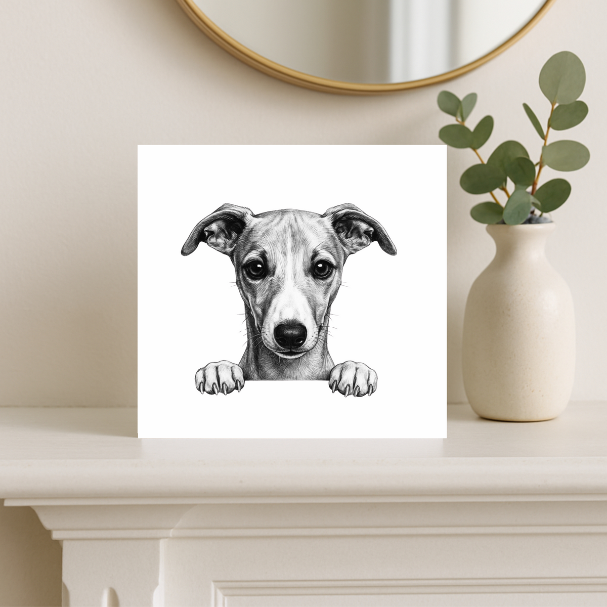 Peeking Whippet Greeting Card