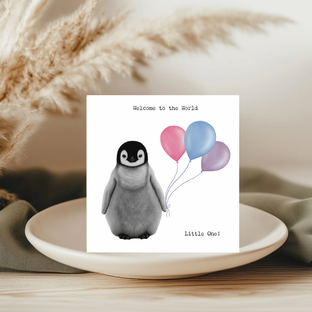 Baby penguin greeting card view