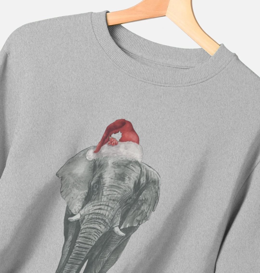 Men's Crew Neck Festive Elephant Sweater Certified Organic Cotton