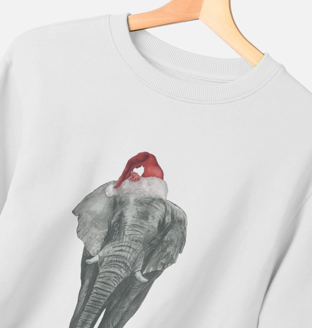 Women's Crew Neck Festive Elephant Sweater Certified Organic Cotton