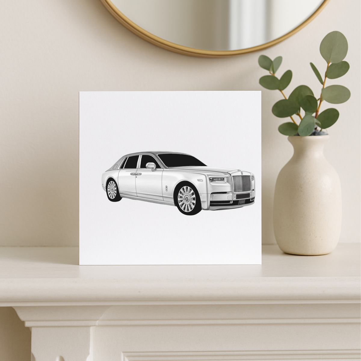 Rolls-Royce – Hand-Drawn Greeting Card | Luxury Automotive Art