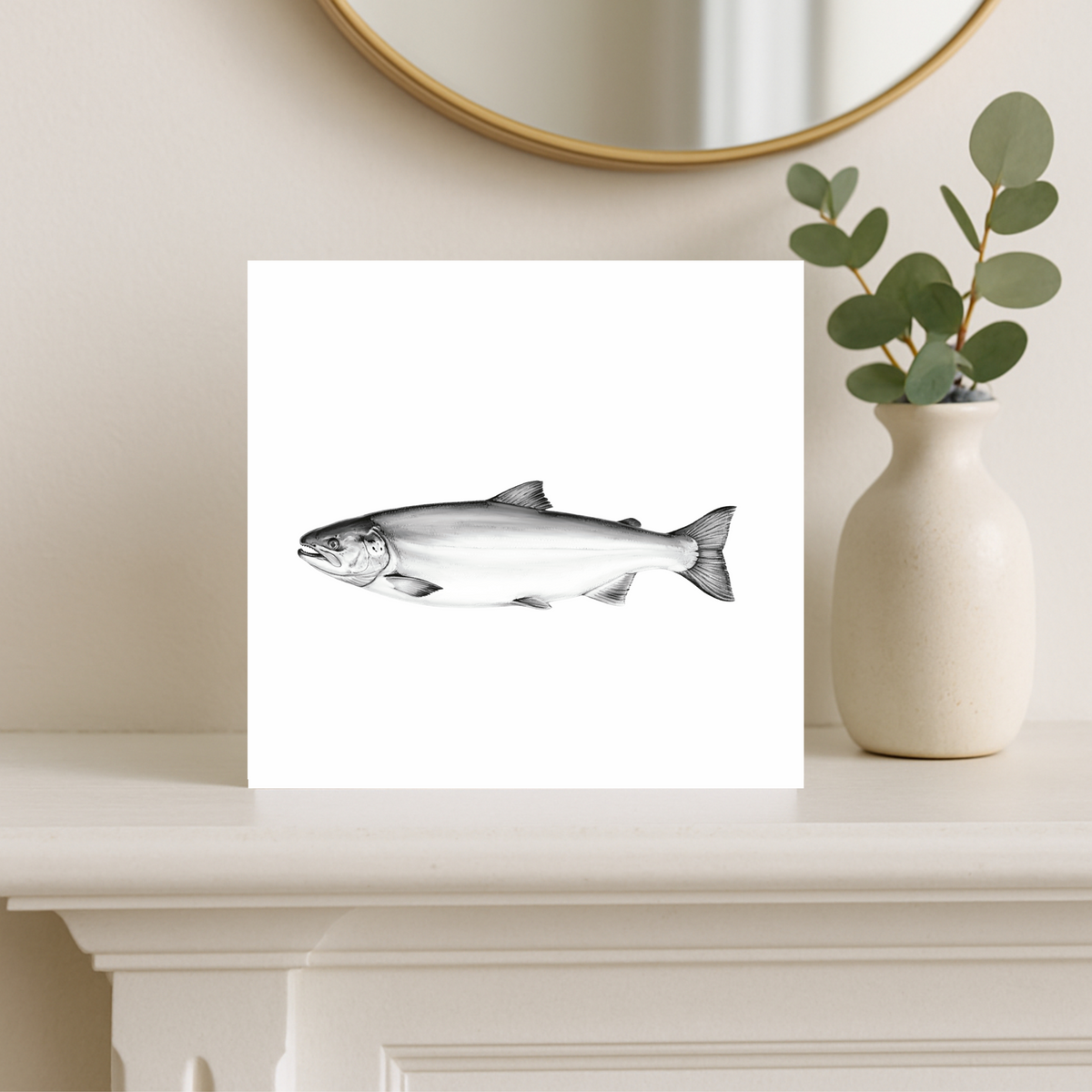 Salmon hand-drawn River Life greeting card