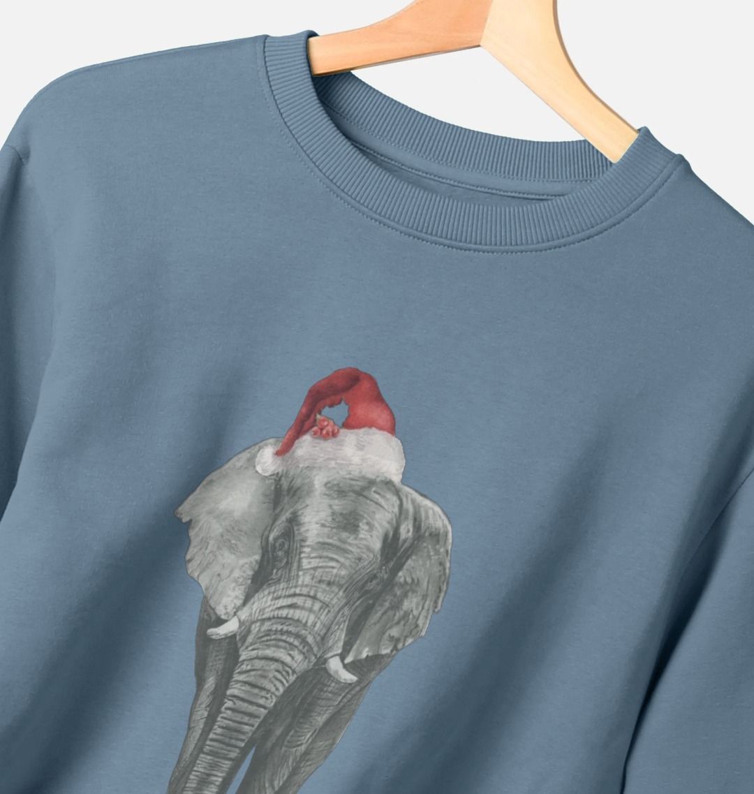 Women's Crew Neck Festive Elephant Sweater Certified Organic Cotton