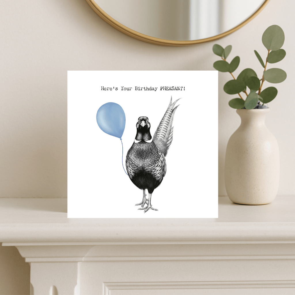 Birthday Pheasant – Hand-Drawn Pheasant Greeting Card | Whimsical & Charming Art