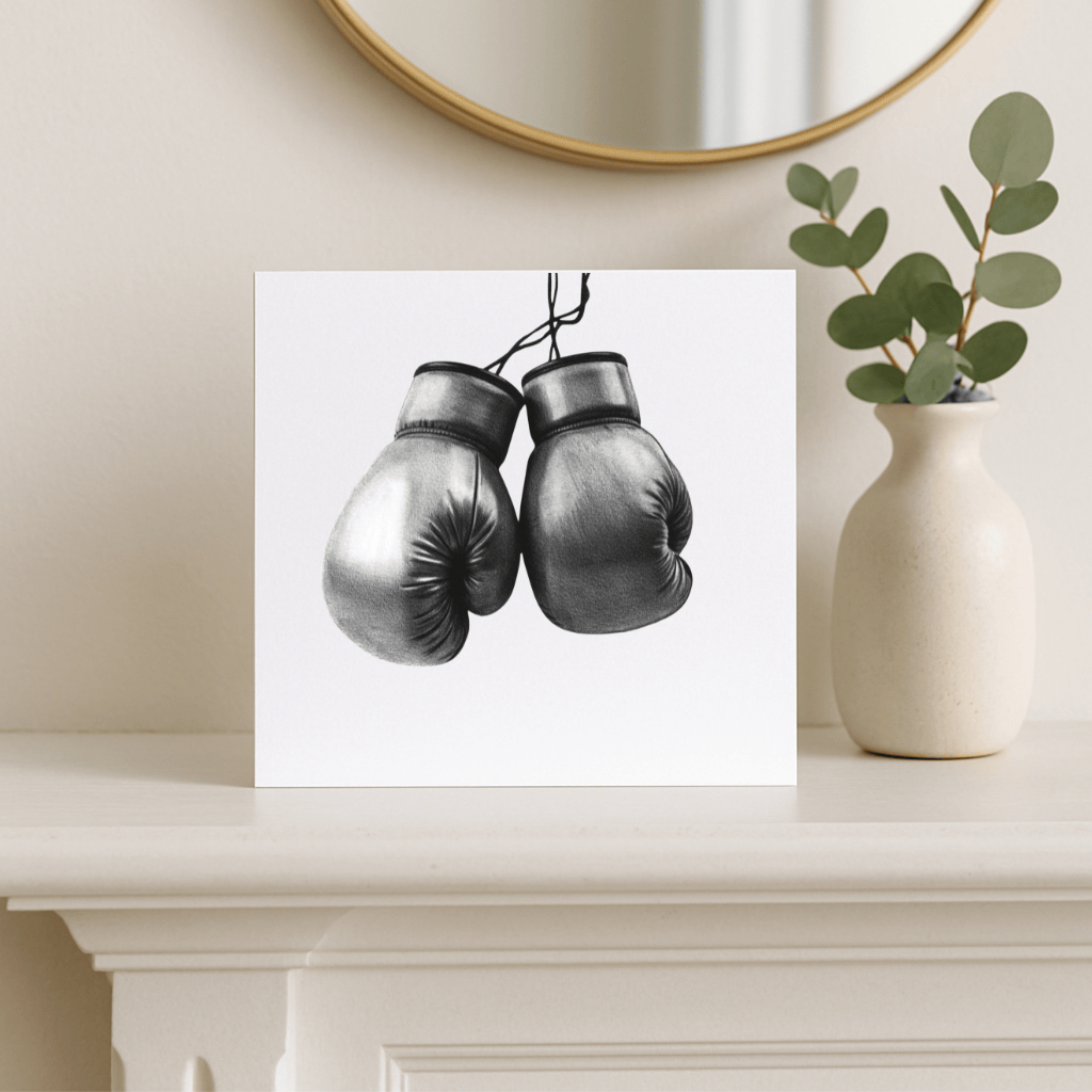 Boxing Gloves – Hand-Drawn Greeting Card | Sport & Fitness Art