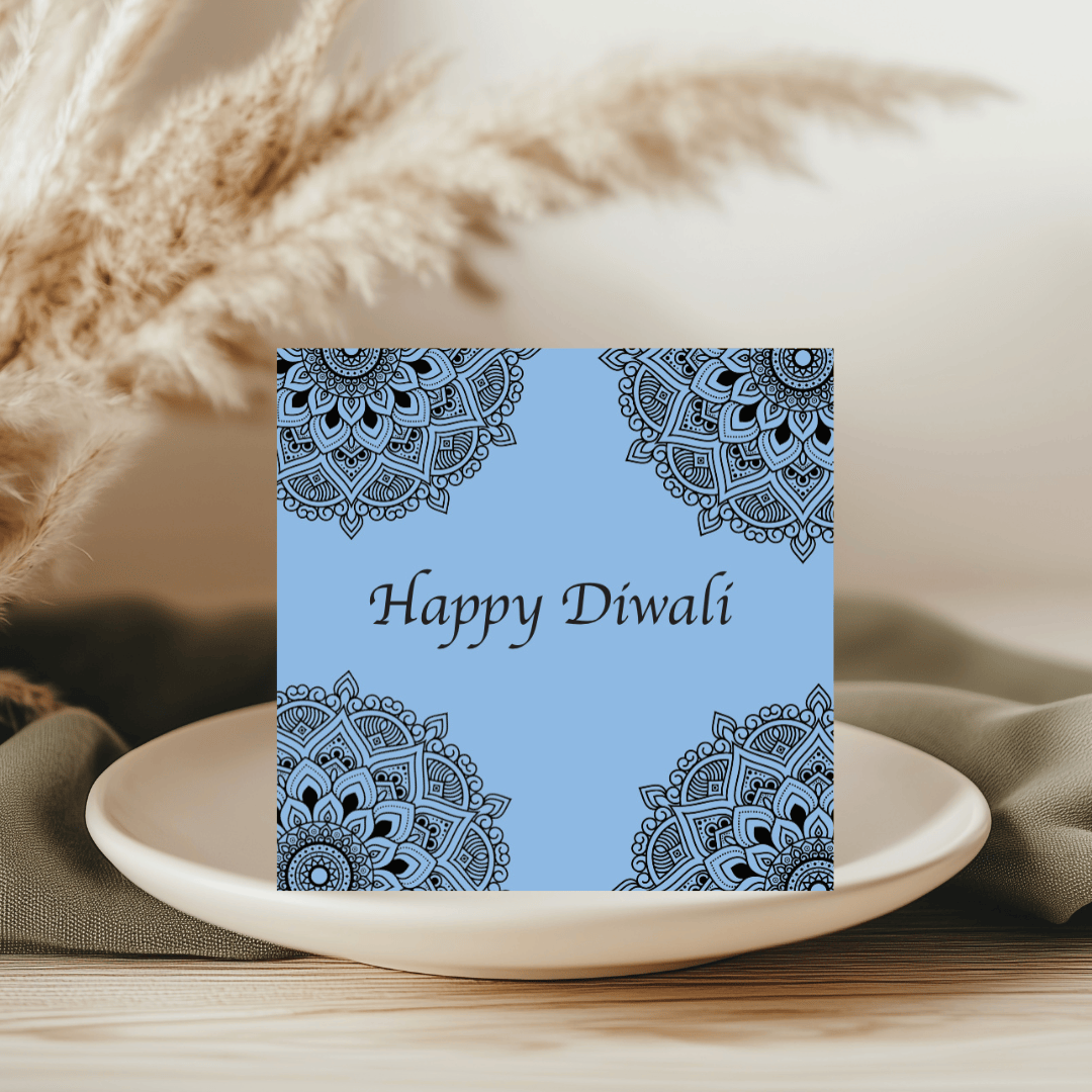 Diwali Blue Mandala Greeting Card