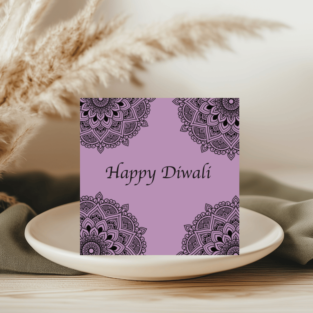 Diwali Purple Mandala Greeting Card