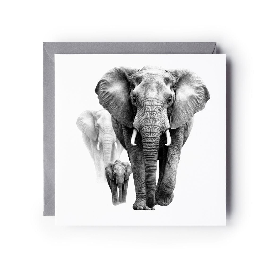 Elephant Herd Hand Drawn Greeting Card