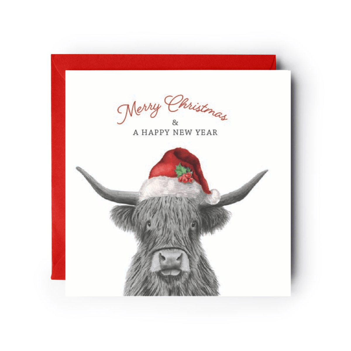 Merry Christmas Highland Coo Greeting Card