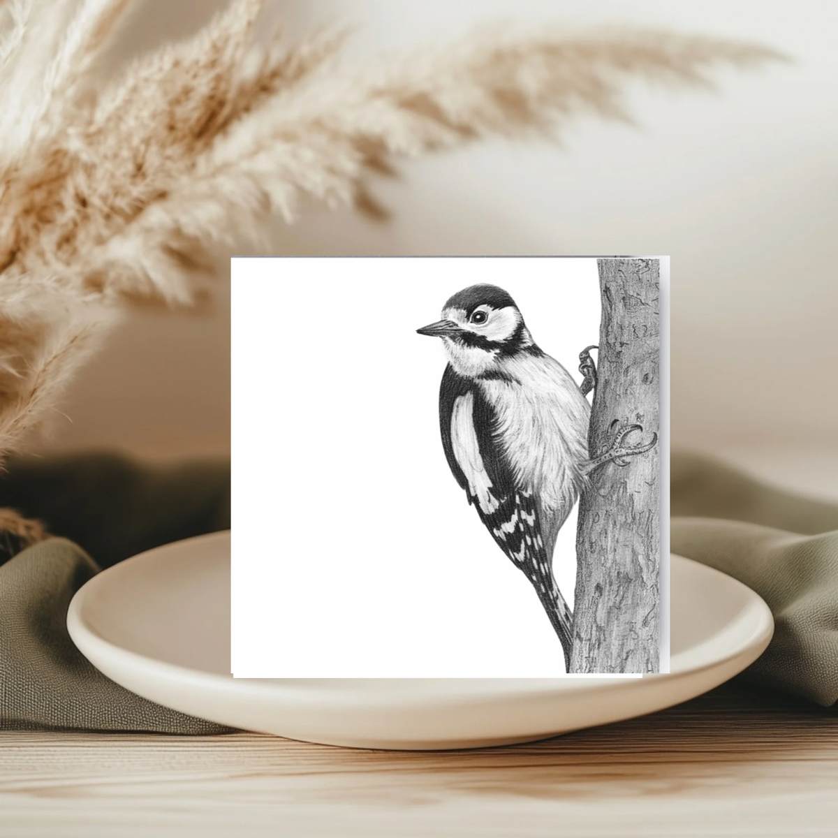 Cervantes the Woodpecker – Hand-Drawn Greeting Card | Striking Wildlife Art