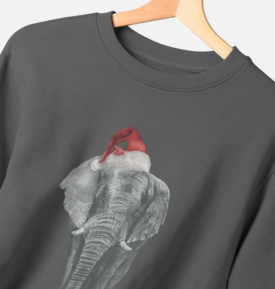 Men's Crew Neck Festive Elephant Sweater Certified Organic Cotton