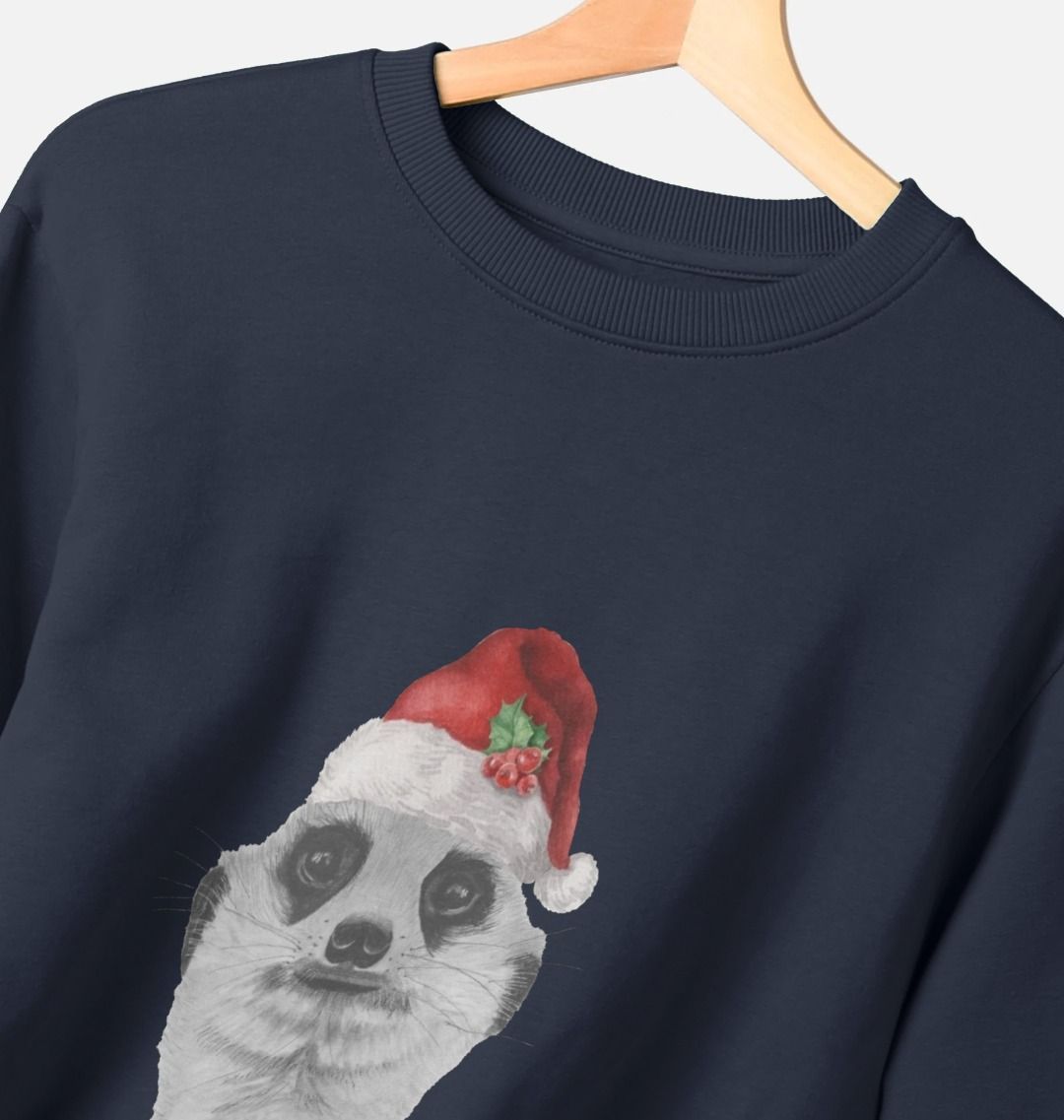 Men's Festive Meerkat Crew Neck Sweater Certified Organic Cotton
