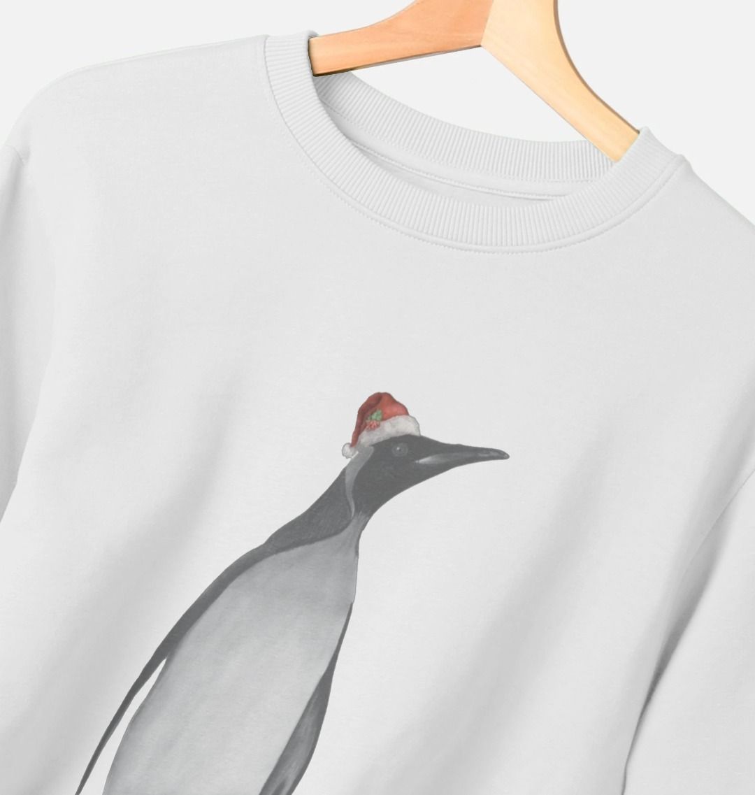 Women's Crew Neck Festive Penguin Sweater Certified Organic Cotton