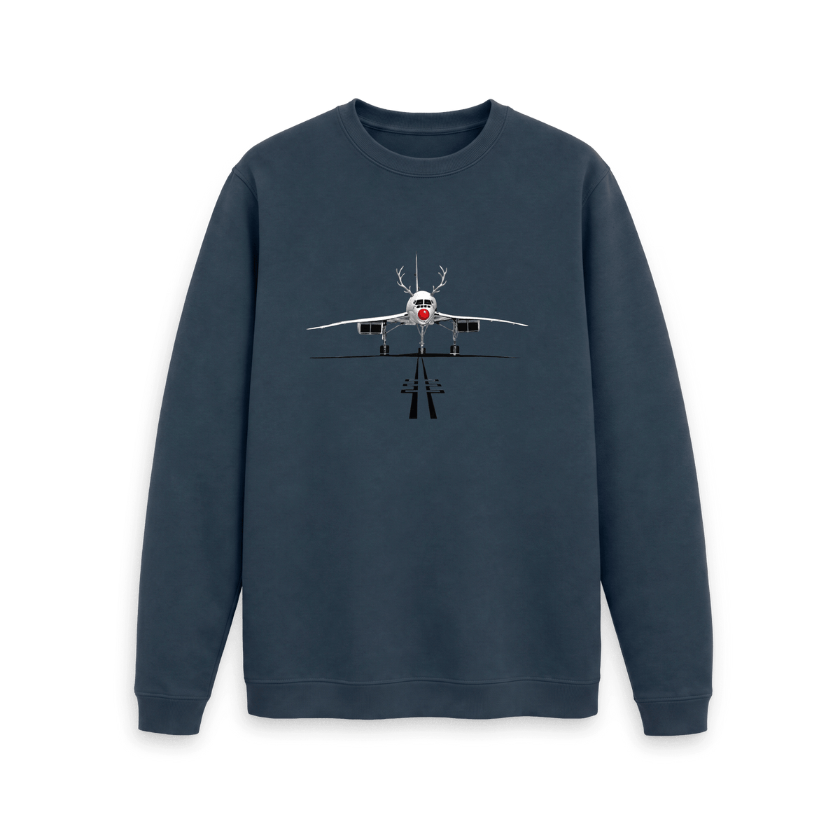 Navy Blue Printed Sweater Front