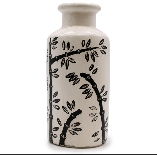 Bamboo Motif Straight Vase - Natural