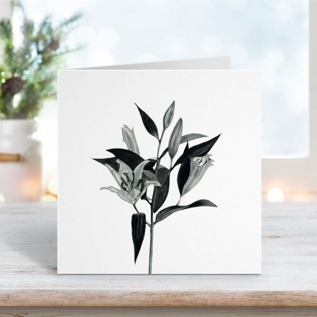 a hand drawn Lillies Greeting Card from Libra Fine Arts