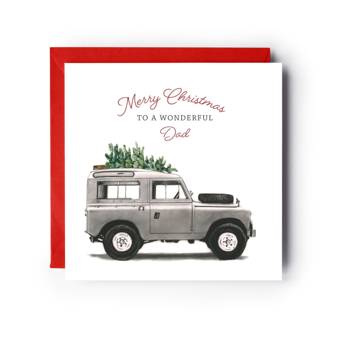Land Rover Dad Christmas Card — card with red envelope