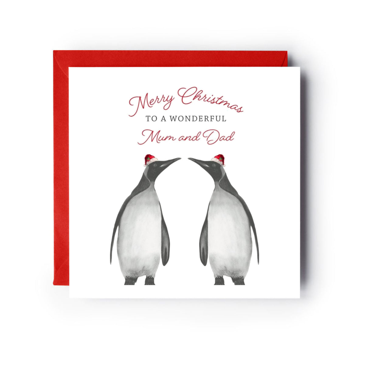 Merry Christmas Mum and Dad Greeting Card — card with red envelope