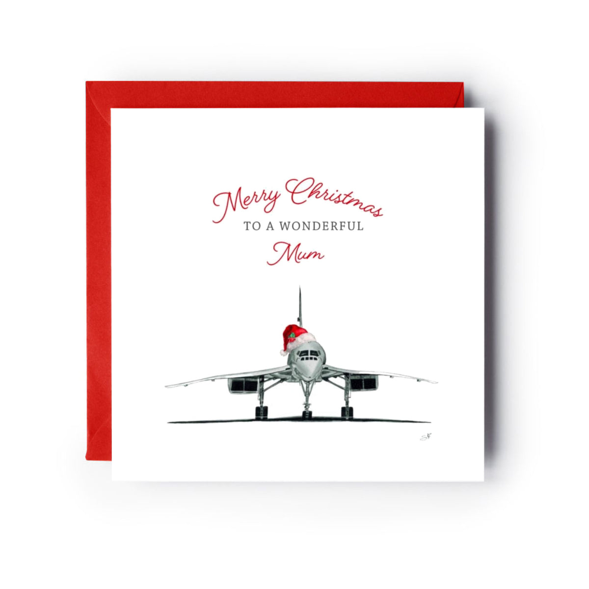 Merry Christmas Concorde Mum Christmas Card — card with red envelope