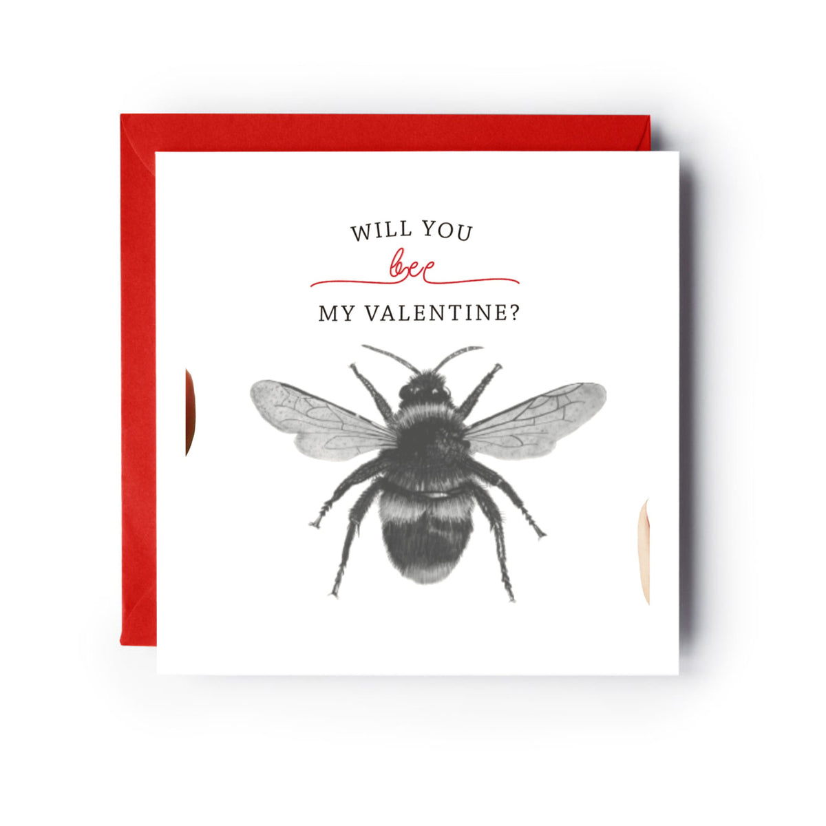 Will You Bee My Valentine Card — card with red envelope