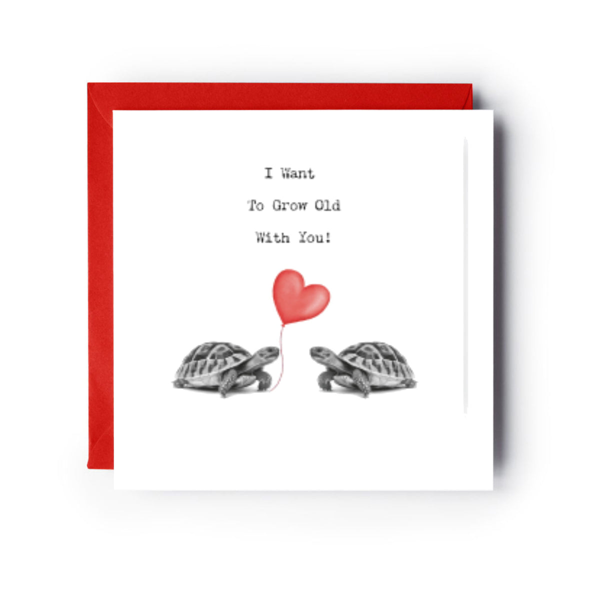 I Want To Grow Old With You – Tortoise Love Card — card with red envelope