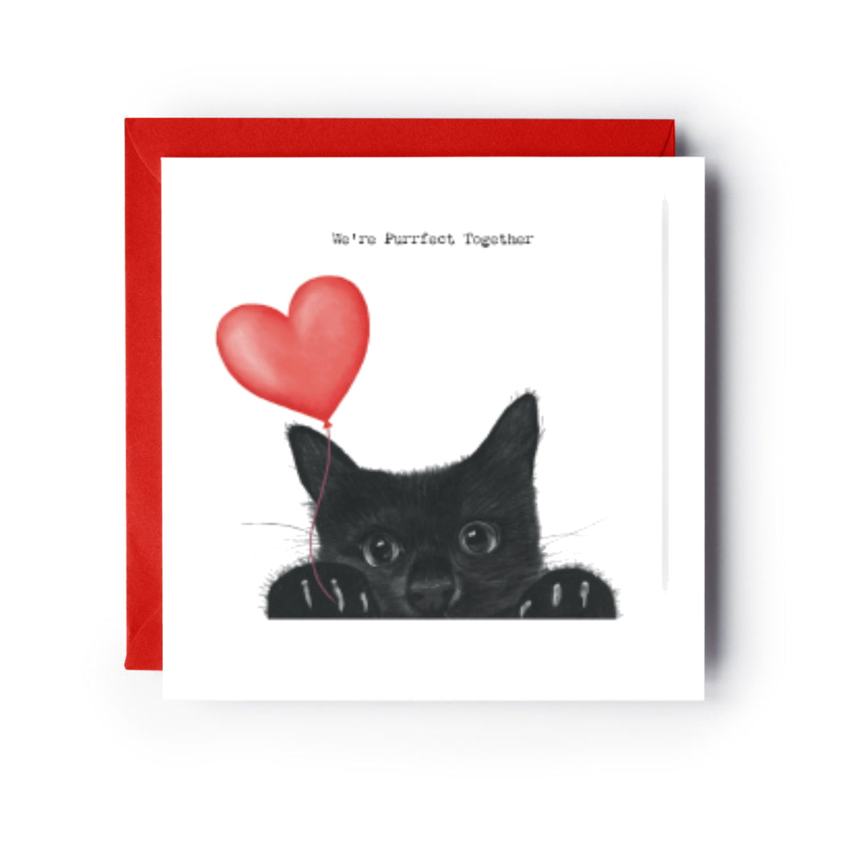 We’re Purrfect Together – Cat Love Card — card with red envelope