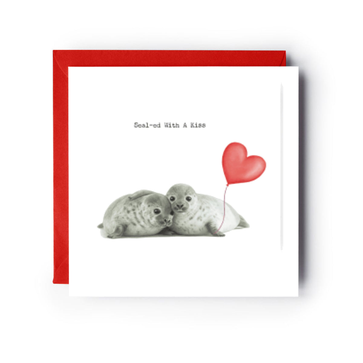 Seal-ed With A Kiss – Cute Seal Love Card — card with red envelope