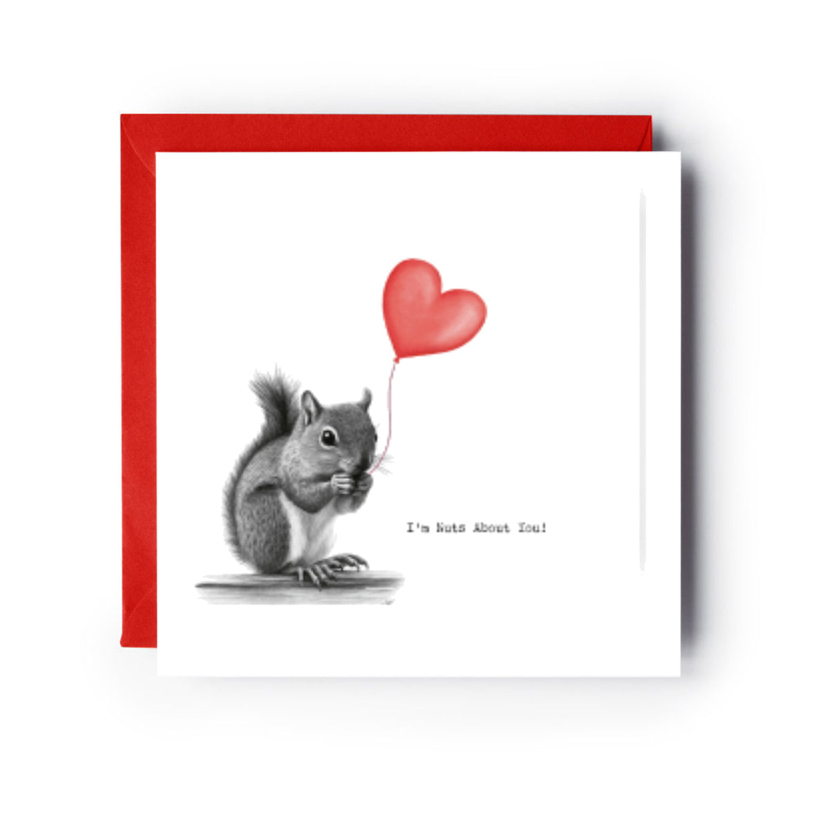 I’m Nuts About You Squirrel Love Card | Valentine’s Card — card with red envelope