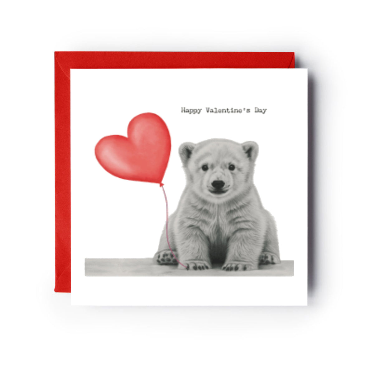 Valentine’s Day Cute Baby Polar Bear Card — card with red envelope