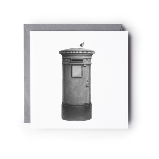 UK Post Box with Robin – Hand-Drawn Greeting Card