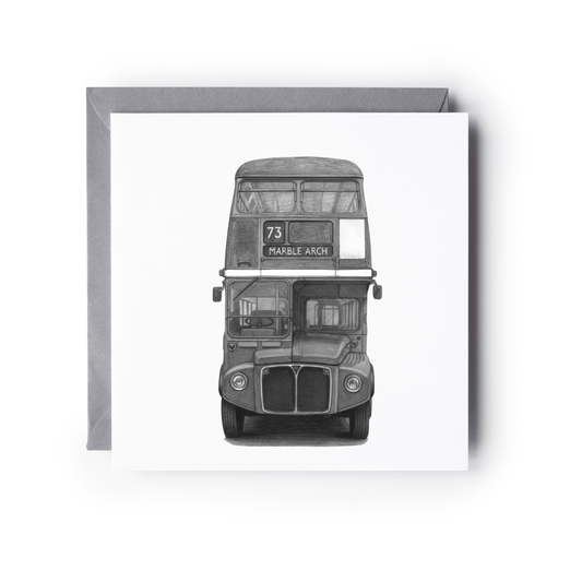 London Double Decker Bus – Hand-Drawn Greeting Card