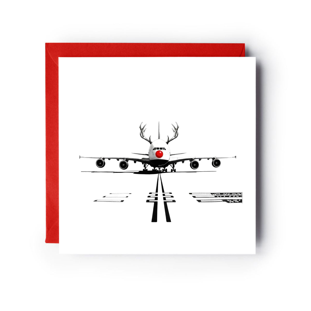 Airbus A380 Red Noses Christmas Card — card with red envelope