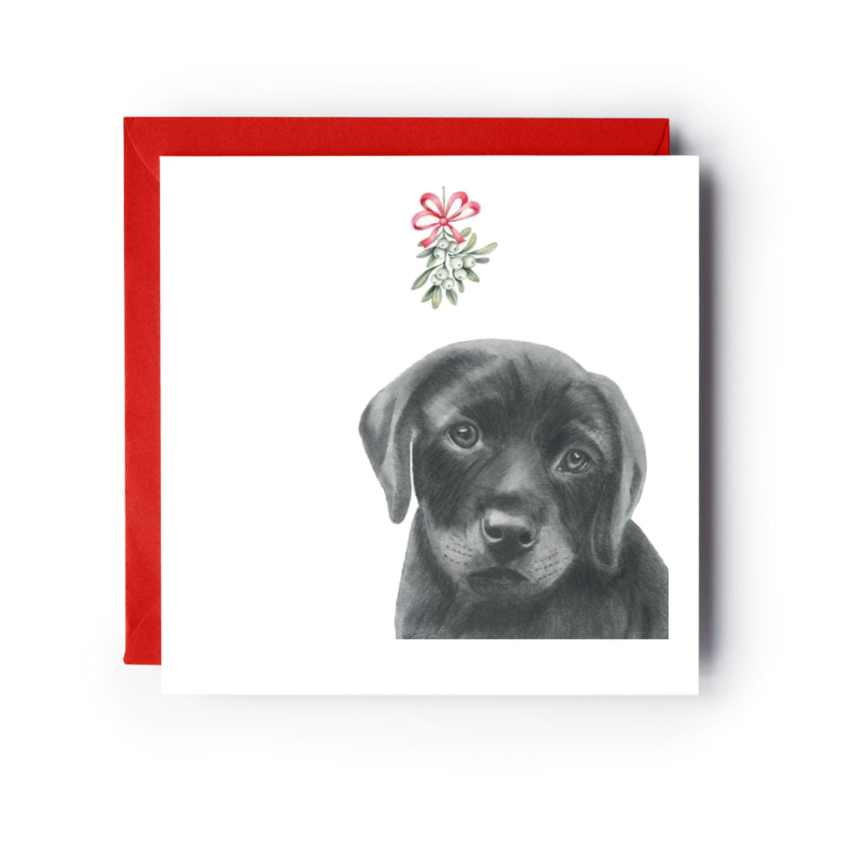 Christmas Labrador Greeting Card – Festive Paws & Warm Wishes — card with red envelope