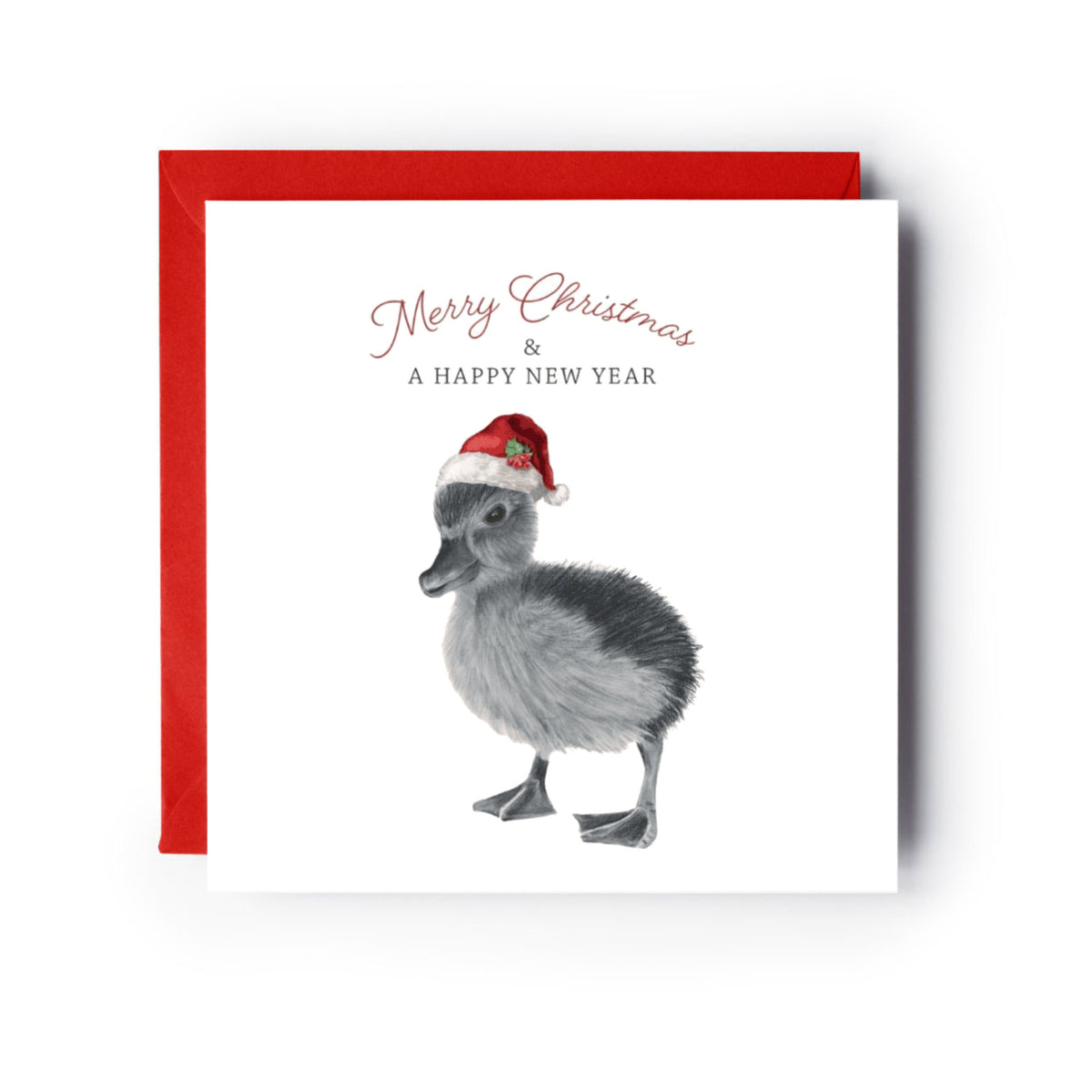 Merry Christmas Duckling Greeting Card — card with red envelope