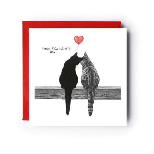 Happy Valentine’s Day – Cats — card with red envelope