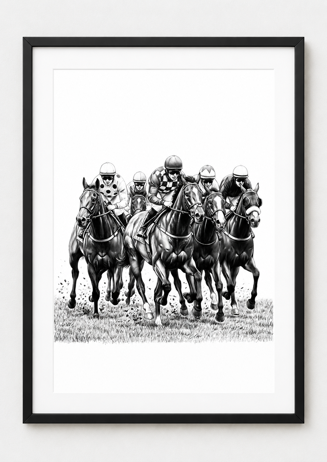 Horse Racing Fine Art Print — rectangular A4/A3 black frame mockup