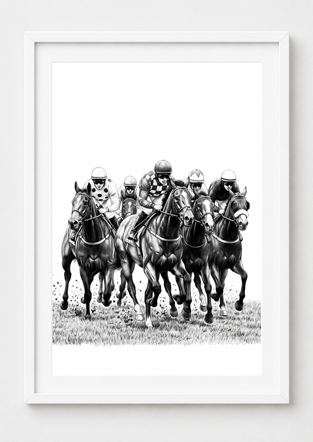 Horse Racing Fine Art Print — rectangular A4/A3 white frame mockup